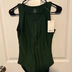 Quince Forest Green Zip Swimsuit